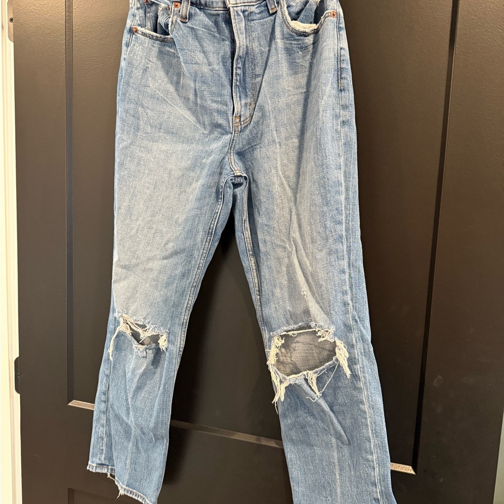Abercrombie & Fitch Ultra High Rise 90’s straight Distressed Blue Women's Jeans